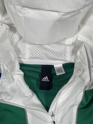 Adidas Jacket Mens Extra Large? Green Blue White Hooded Windbreaker Anorak Mesh - Picture 3 of 6
