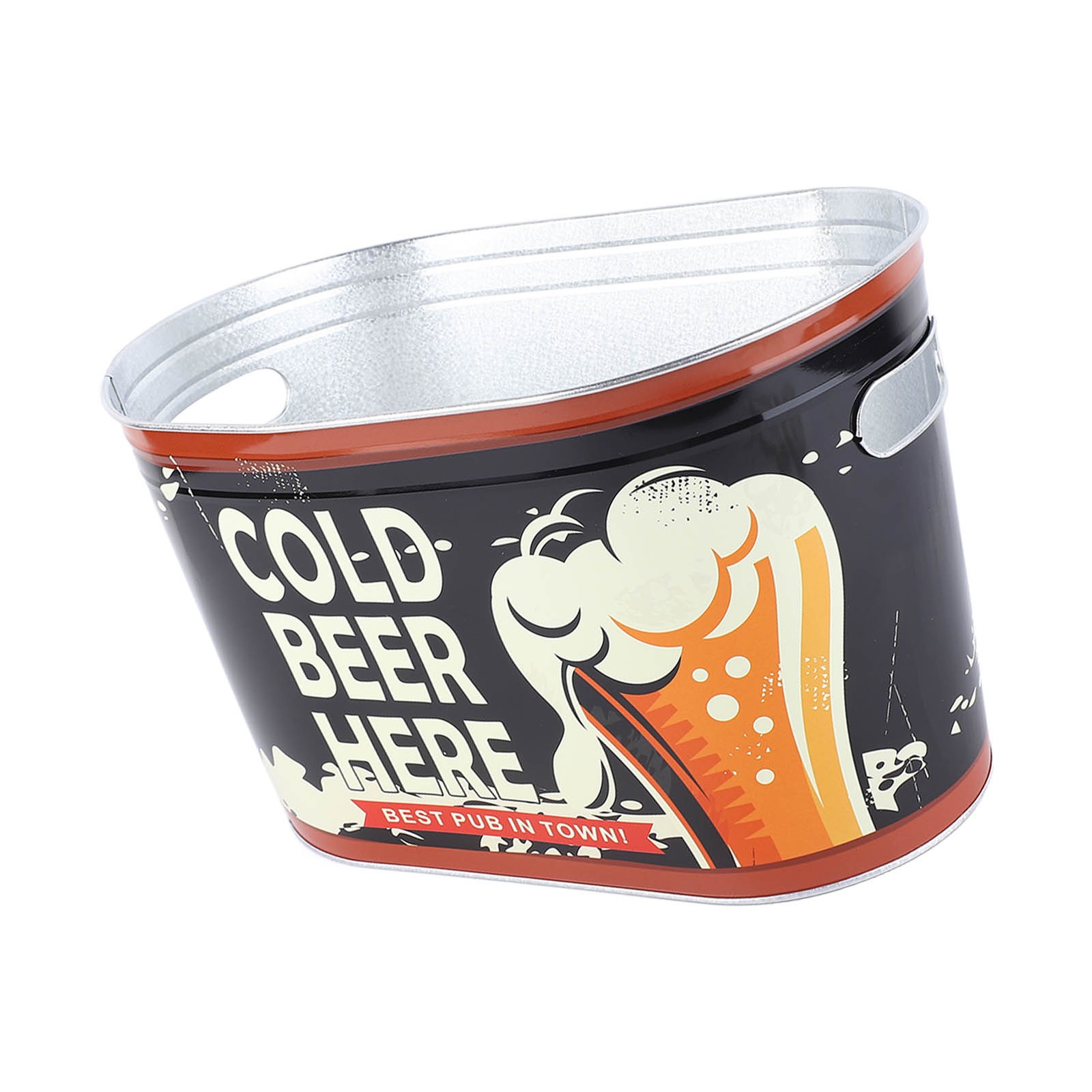 Beer Bucket With Side Handle Stylish Rust Prevention Oval Large Capacity Champag
