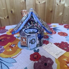 Blue Sky Clayworks “Blue Skies” House Tea Light Candle by Heather Goldmine w/tag