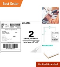 Half-Sheet Shipping Labels 100 Self-Adhesive Stickers, 8.5" x 5.5"