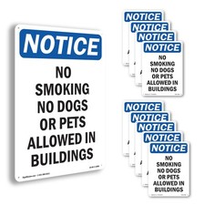 No Smoking No Dogs Or Pets Allowed OSHA Notice Sign Metal, Decal - 5 or 10 Pack