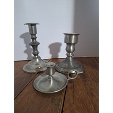 Vintage Pewter Candlestick Set Stieff Old Sturbridge Village Leonard Bolivia