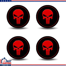4pcs 2.2 Skull Metal Hub Center Cap Stickers Emblem Decals Red Car Tcolor Red