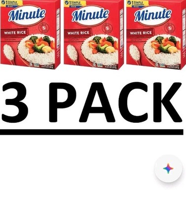 3 PACK Minute Instant White Light Fluffy Long Grain Rice 72 oz Total 13.5 Lb 