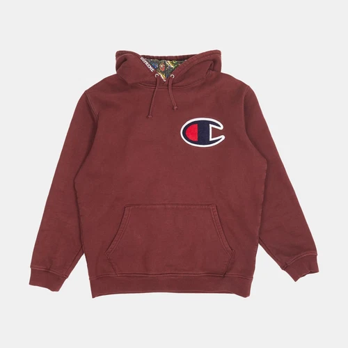 Felpa con cappuccio Supreme X Champion taglia L uomo rosso misto cotone
