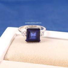 Blue Sapphire Ring, 925 Sterling Silver, Anniversary Ring, Lab Created Sapphire