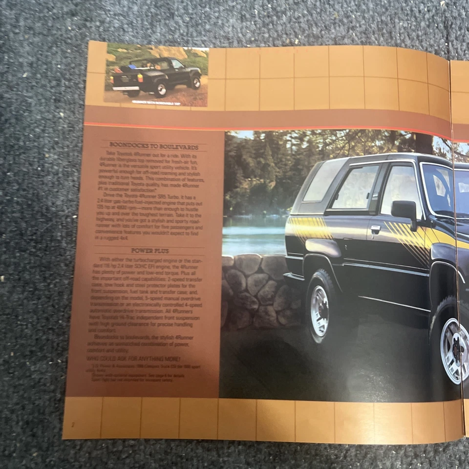 Toyota 4Runner 1987 folleto catálogo de ventas Foto 3 de 4
