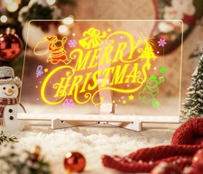LED Drawing Board for Kids, Acrylic Dry Erase Light-Up Board with Stan...