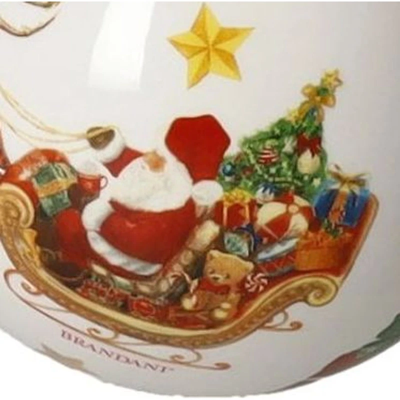 Palla di Natale Ceramica BRANDANI Christmas Babbo Natale Slitta Renne 10 cm, fotografia 9 di 9