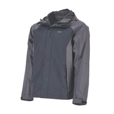 Site Work Jacket Mens Grey Black Waterproof Coat Hood 2X Large Size 57" Chest