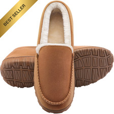 Men's Warm Plush Memory Foam House Slippers Indoor Outdoor Anti Slip Moccasins