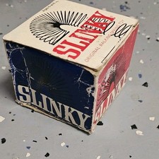 Vintage SLINKY Original Metal Walking Spring Toy W/ Box