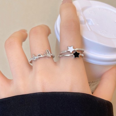Verstellbarer Ring Glücksbuchstabenring exquisite Handwerkskunst Mode Accessoir