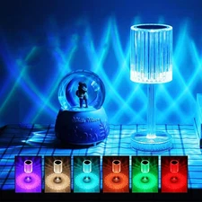 Crystal Diamond Table Lamp, Touch Control Crystal Lamp with 16 Colors,Rgb Night 