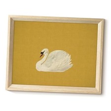 Wooden Textures Framed Wall Art, Animals Canvas Wall 14L" x 11W" Swan Yellow
