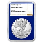 2025-W $1 1-oz Proof American Silver Eagle NGC PF69UC Brown Label Blue Core