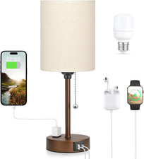 Small Bedside Table Lamp for Bedroom - 3 Color Temperatures Brown Bedside Lamps