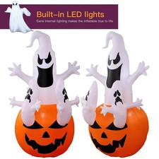 6FT Halloween Inflatables Pumpkin Ghost Outdoor Decorations Blow Up LED Lights
