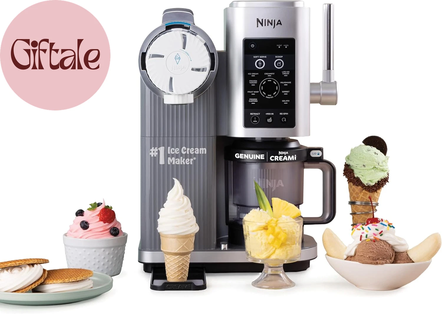 Creami Scoop & Swirl Ice Cream Maker, Soft Serve Desserts, Sorbet, Milkshakes, F