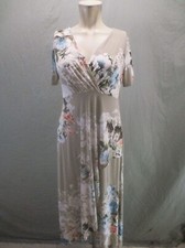BELLAMIE Size M Womens Gray Floral Short Sleeve Asymmetrical Hem Wrap Dress 539