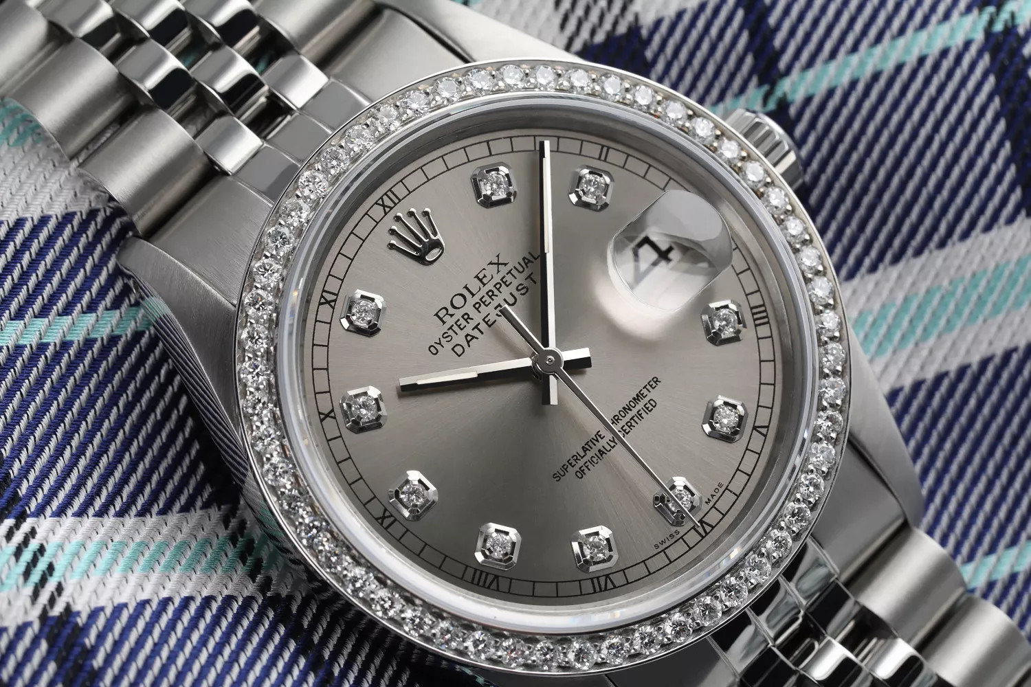 Rolex Datejust Grey Diamond Bezel Stainless