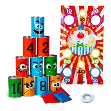 New-Bounce Bean Bag Can Toss Games - Carnival Games 2 in 1 Family Party Game Set