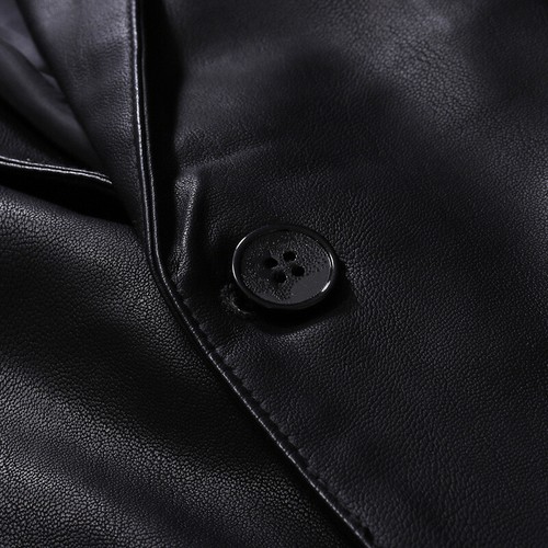 Neu Herren Lässig Kunstleder Elegant Anzug Mantel Männliche Mode Blazer Jacke - Bild 13 von 14