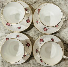 4 Set Vintage Princess House Exclusive Hammersley Fine Bone China Teacup Saucer