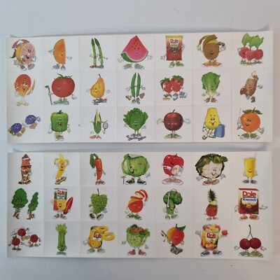 Set 42 VTG Rare Dole Collectible STICKERS Fruits Veggies Vinyl Static Cling 