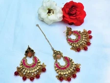 3 Pcs Earrings And Tikka Kundan Set By Clicks Trends