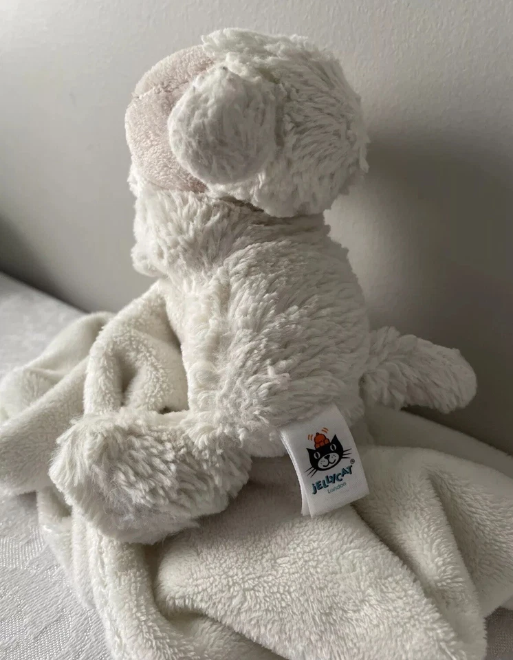 Manta de seguridad de felpa suave blanca chupete cordero tímido Jellycat Lovey ¡BONITA!! Foto 3 de 4