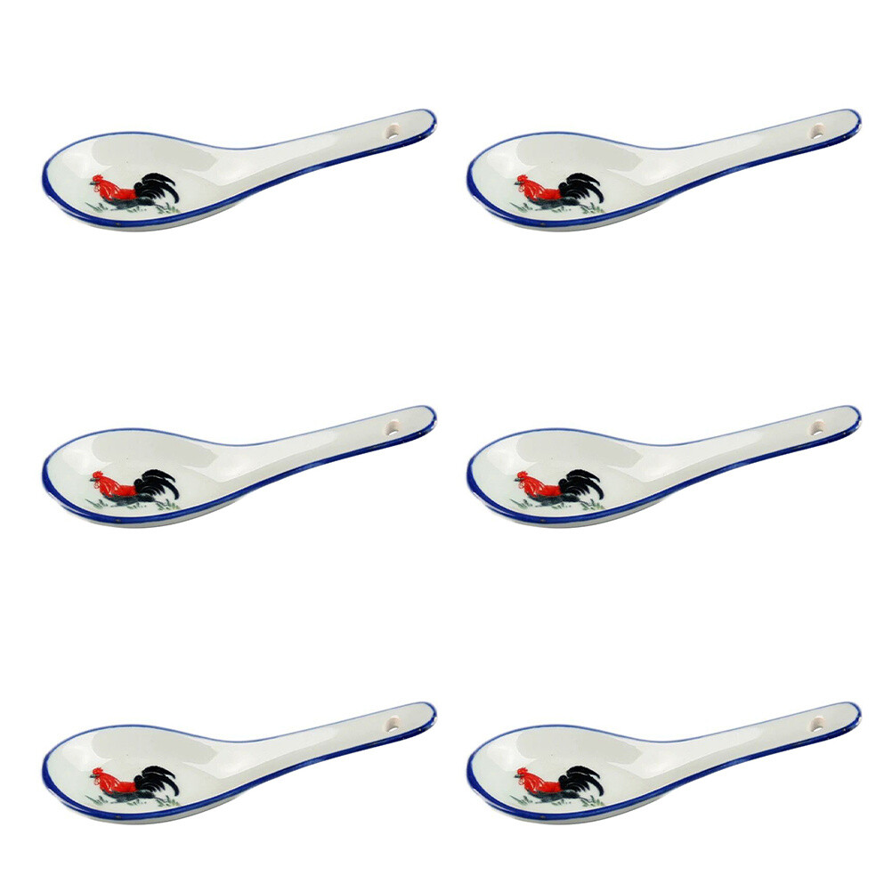 6pcs Portion Keramik Teelöffel Wan-tan China Ramen Asiatische Suppe