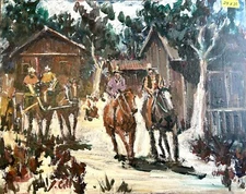 JAMES COLT Western￼ Hand Signed Painting 24 X30” Titled Heading Home ￼Listed