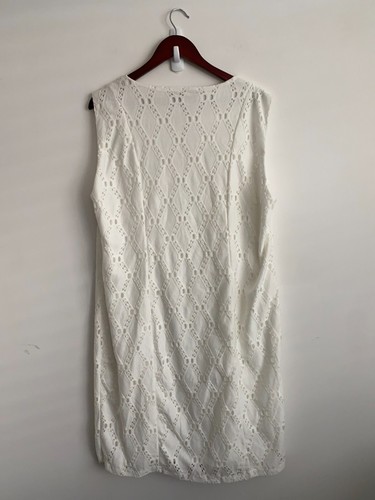 Liz Jordan Dress Womens Plus Sz 18 White Full Zip Sleeveless Round Neck Lined - Picture 5 of 12