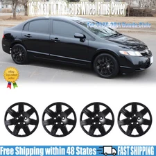 16" Hubcaps Wheel Covers Kits Set of 4 Chrome For 2006-2011 Honda Civic Black