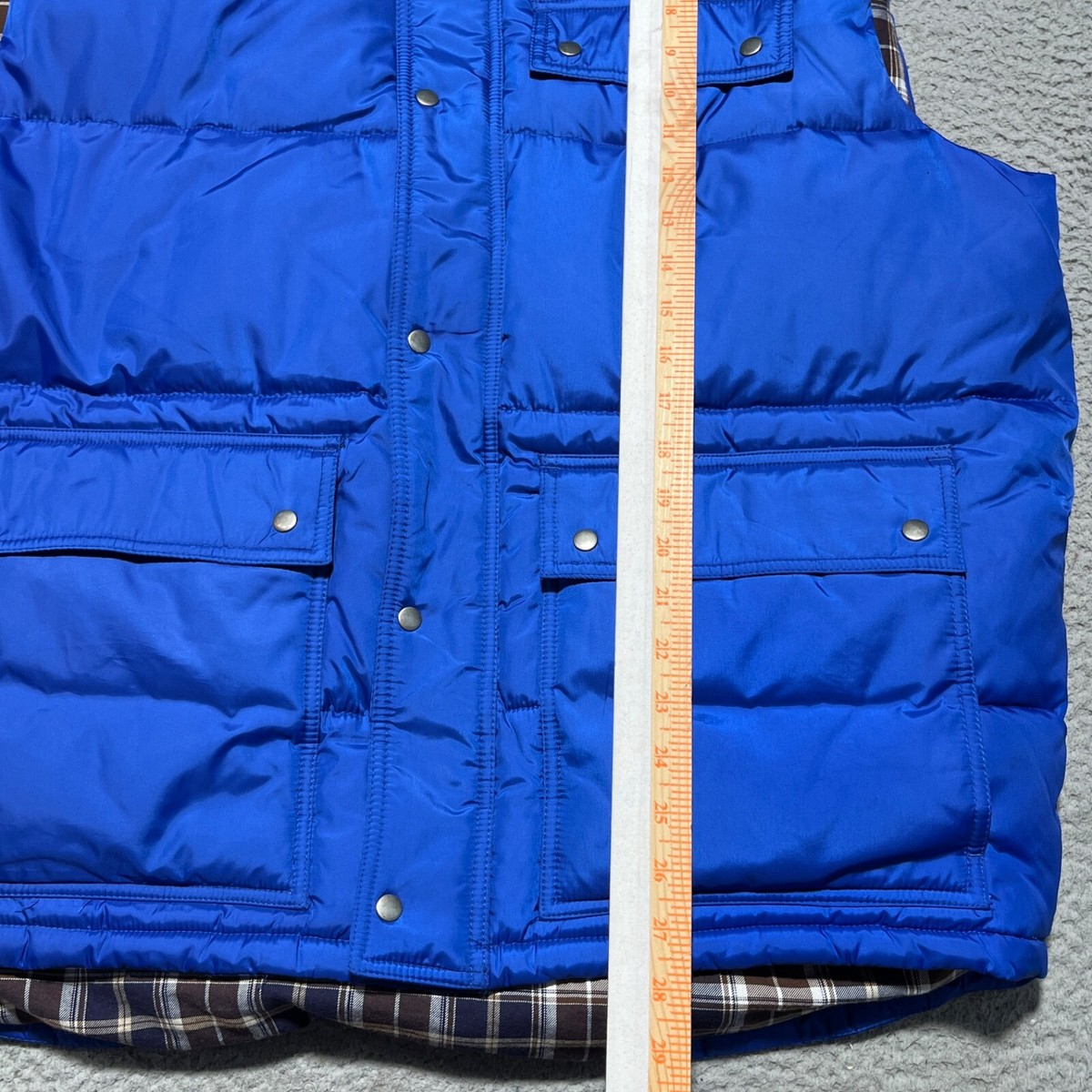 ジャケット・アウター 90s OLD GAP down vest Gap Puffer Vest Mens 2XL Blue Quilted Plaid Liner Snaps