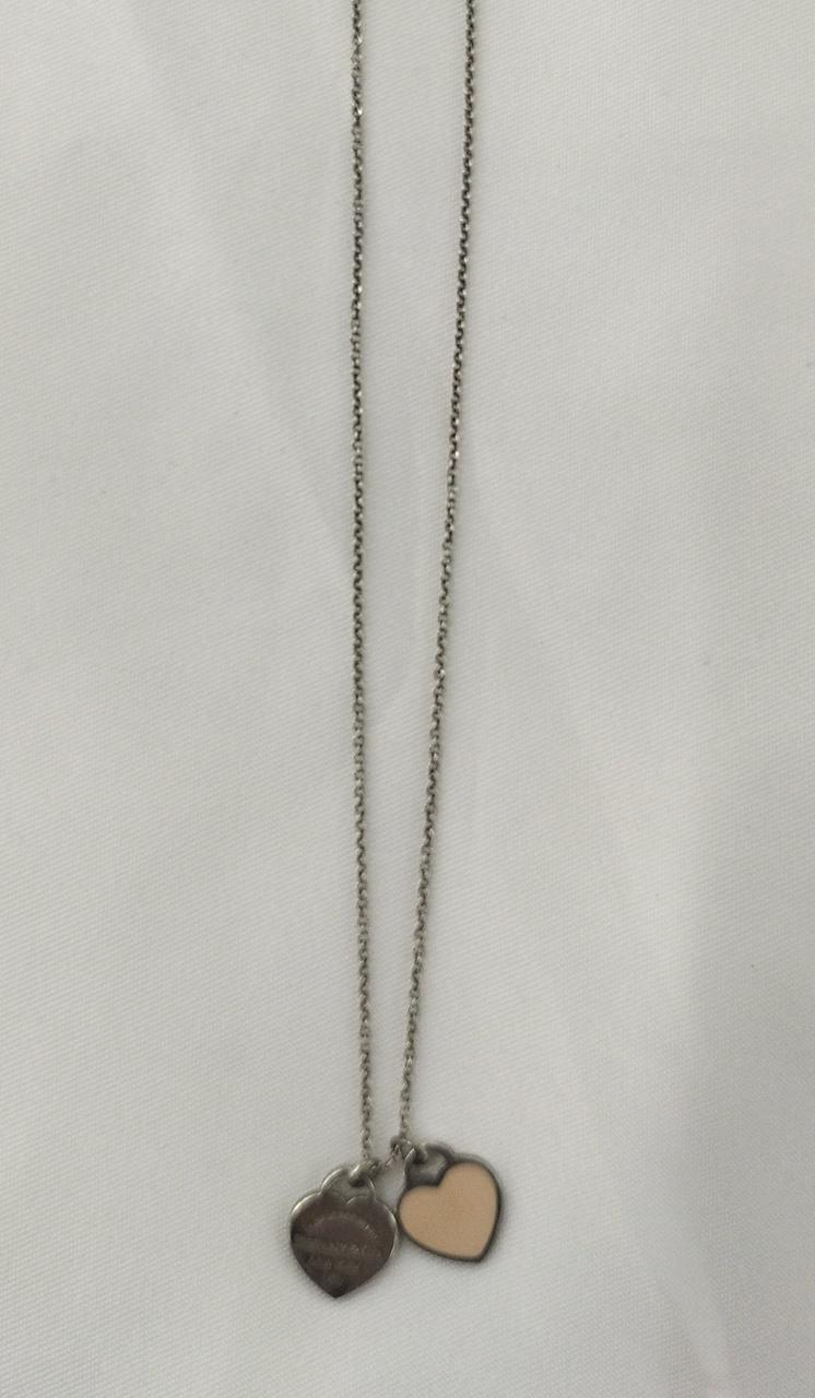 Tiffany Co. Return To Collection Pink Double Heart Tag Pendant