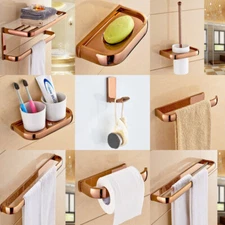 Rose Gold Copper Square Bathroom Accessories Set Bath Hardware Towel Bar fset022