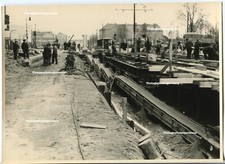 G1198 Foto ca 1953 Berlin Tegel Seestraße Bau U-Bahn Straßenbahn Tram Arbeiter