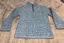 True Grit Fleece Youth Sz Medium Pullover 1/4 Zip Bluish Green
