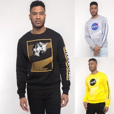 G-Style USA Men's Chenille Patch Nasa Textured Logo Fleece Crewneck 20191-N1622