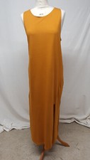 H&M Gold Sleeveless Round Neck Full Length Lower Side Splits Evening Dress Siz M