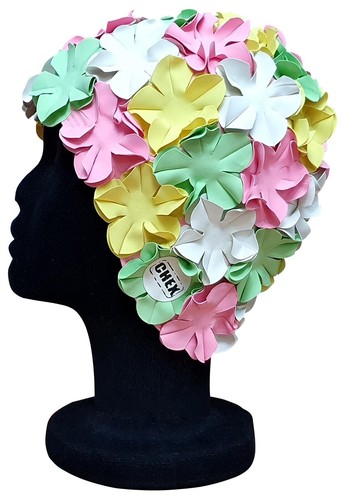 CHEX Anzio Donna 3D Fiore Petalo 2 Colore Nuoto Cappello Blu Navy Sky