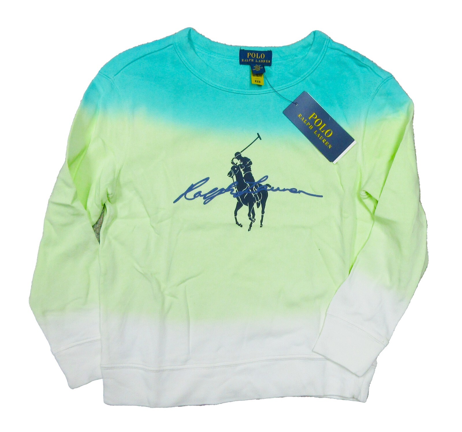 Felpa pullover Polo Ralph Lauren Ragazzi White Dip Dye Pony Player Spa Terry