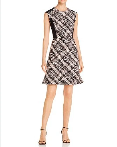 Abito senza maniche Tory Burch Tweed A a righe filato tweed e nero taglia 12 nuovo con etichette