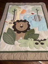Carters Child Of Mine Corduroy Safari Animal Baby Quilt 33 X 43