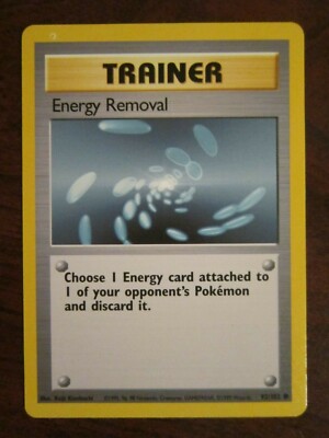 ENERGY REMOVAL POKEMON CARD 92/102 BASE NON HOLO NP TRAINER PRINT ERROR 