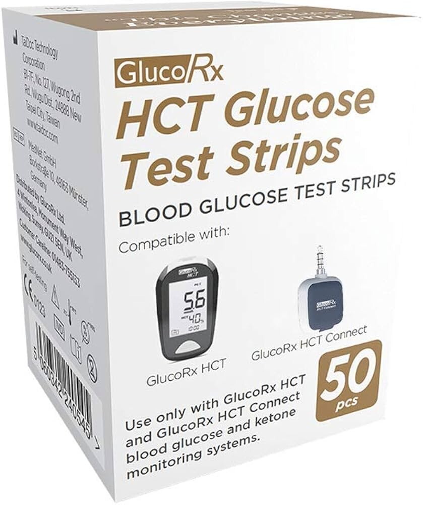 GlucoRx HCT Glucose Test Strips - Pack of 50 Test Strips £