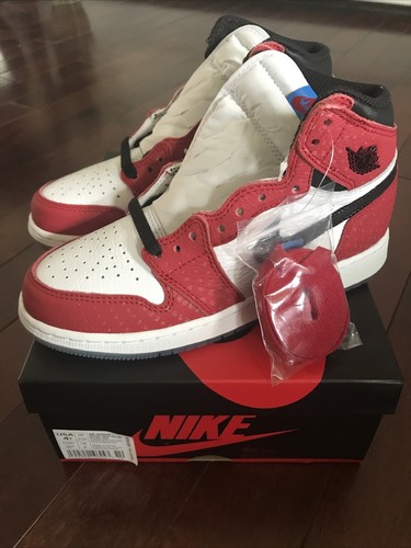 Nike Air Jordan 1 I Retro High Spiderman Origin Story Grade School GS Size  4.5 | eBay