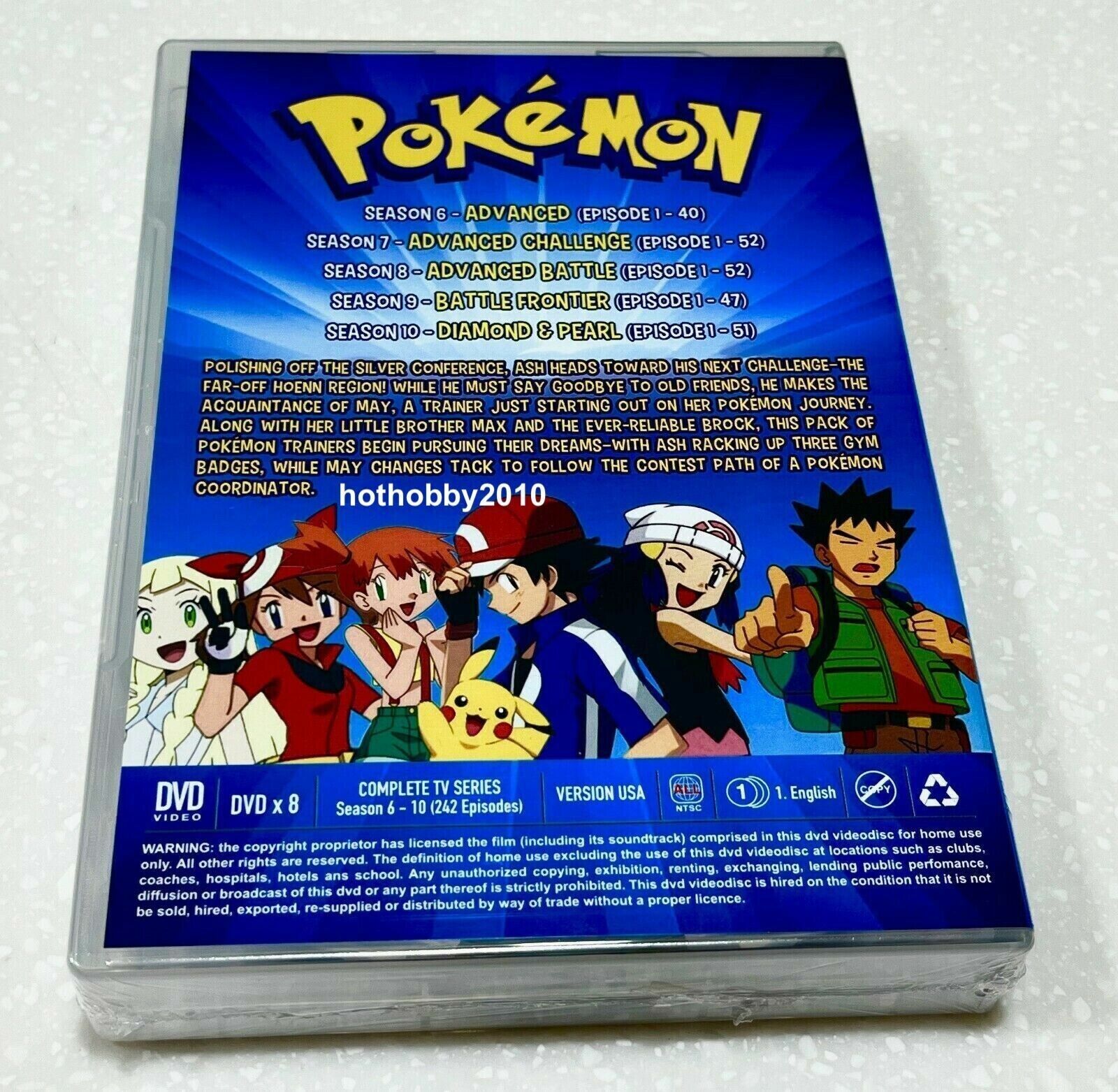 POKEMON Season 6-10 (Vol.1-242Eps) ENGLISH VERSION DVD USA VERSION